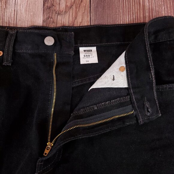 Vintage 90s Levis 550 Relaxed Fit Mens 34 Black Denim Shorts Red Tab USA Made - Picture 8 of 14